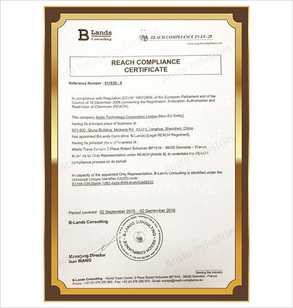 China Aristo Industries Corporation Limited Certificaciones